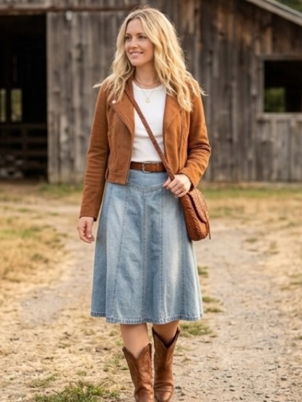 Vintage Sigrid Olsen Denim Pleated skirt 8 Western Boho Festival Cowgirl Rodeo